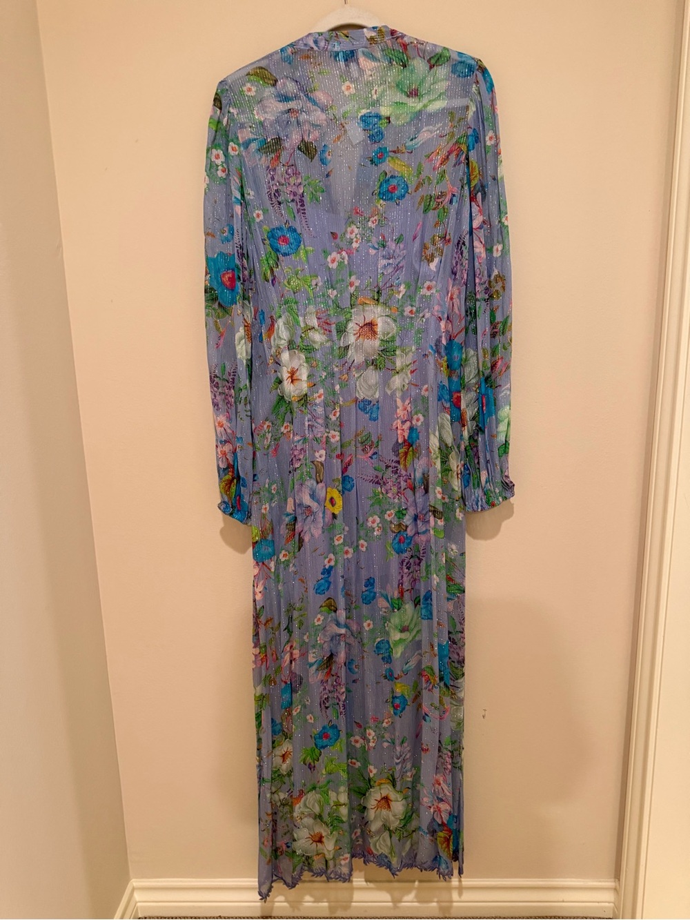 Hemang & Nandita Floral Long Sleeve Maxi Dress in Lavender. Size M. - Picture 2 of 7
